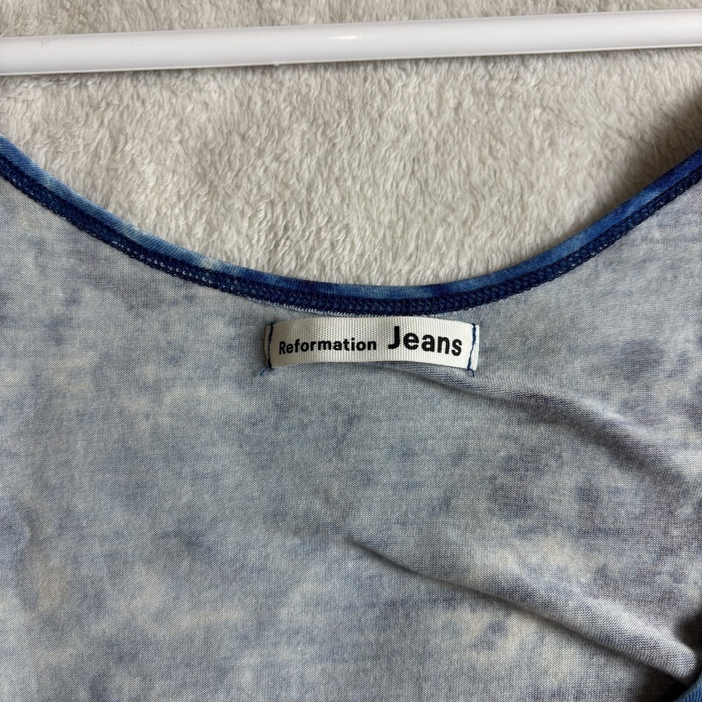 Reformation Kaila Jersey Knit Midi Dress Womens Small Blue Tie Dye Tank Wrap - Picture 6 of 10